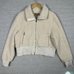 RALPH LAUREN Black Label Sz XL Tan Faux Sherpa Fleece Jacket Teddy Bomber